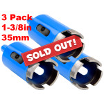 3pack 35mm Diamond Drill Hole Saw Cutter Stone Ceramic Tile Concrete